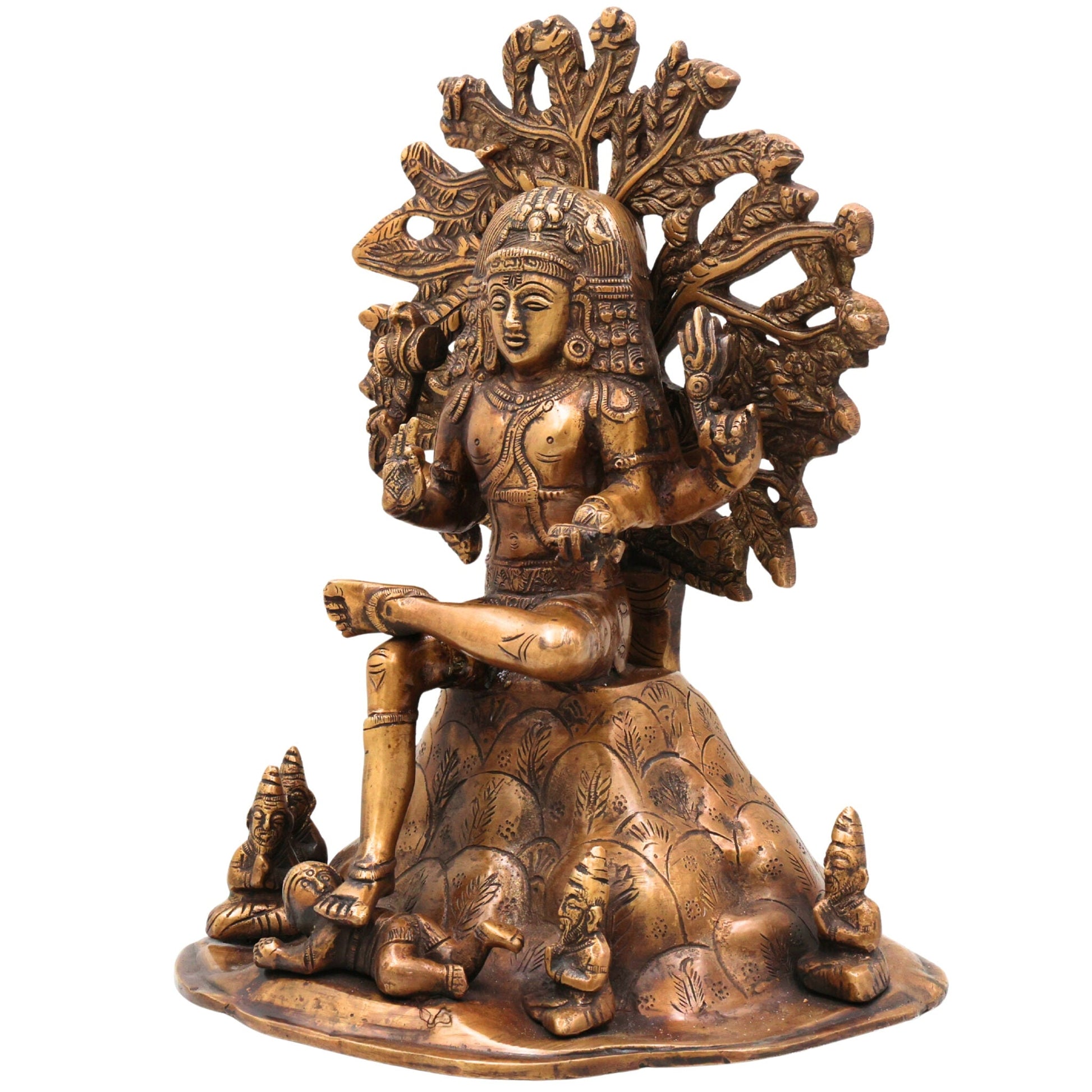 Brass Dakshinamurthy Idol, Handcrafted Dakshinamurti Murti, Dakshinamurthy Vigraha, Pooja Statue & Home Decor Sculpture, Gold, 12 Inch, 1 Piece