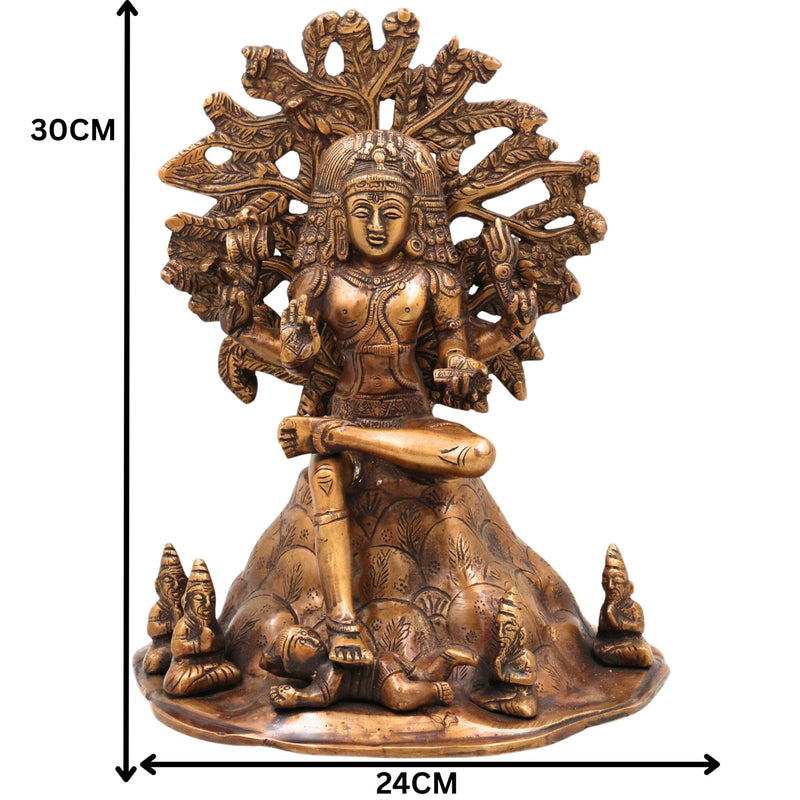 Brass Dakshinamurthy Idol, Handcrafted Dakshinamurti Murti, Dakshinamurthy Vigraha, Pooja Statue & Home Decor Sculpture, Gold, 12 Inch, 1 Piece