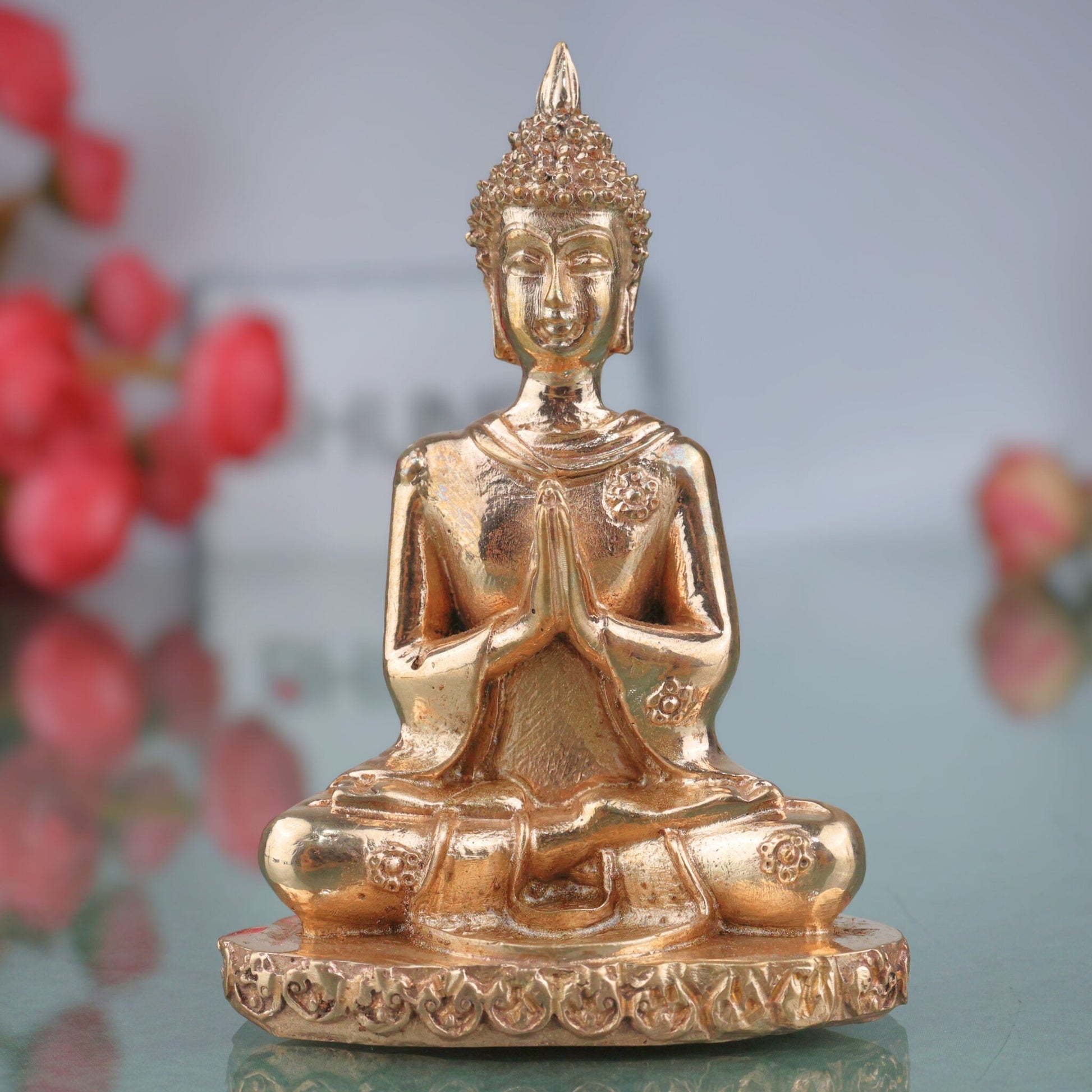 Bronze Buddha Idol | Handcrafted Meditation Shankya Muni Murti, Spiritual Decor, Gold, 3 Inch, 1 Piece
