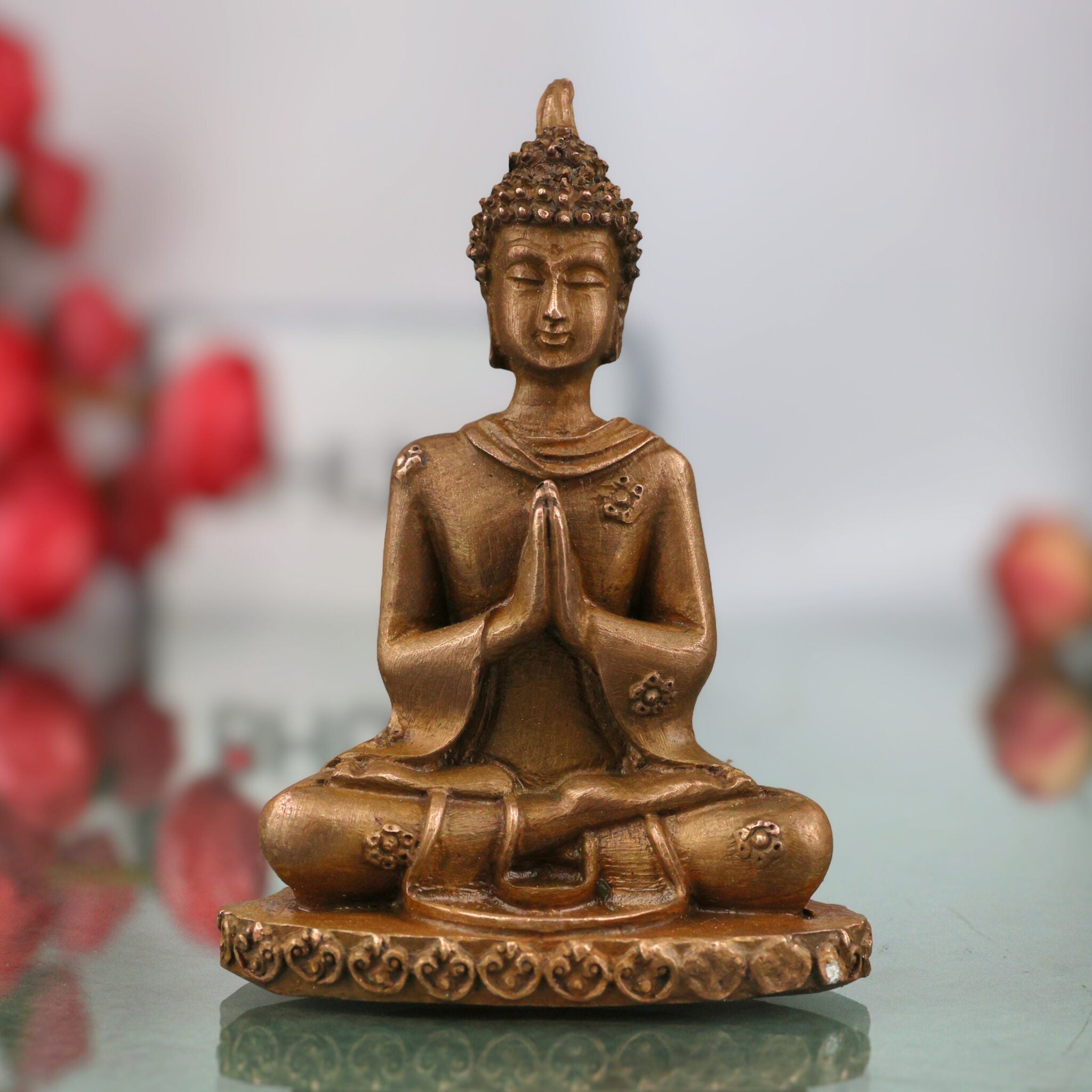 Bronze Buddha Idol | Gautam Buddha Statue | Meditating Shakyamuni | Panchaloha / Ashtadhatu Spiritual Figurine | Lord Tathagata Decor, Brown, 3 Inch, 1 Piece