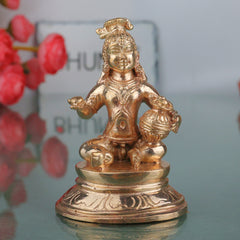 Bronze Handmade Krishna Idol, Panchaloha Gopal Murti, Kanhaiya Govinda Balakrishna Statue, Chola Art Panchdhatu Idol, Gold, 3 Inch, 1 Piece