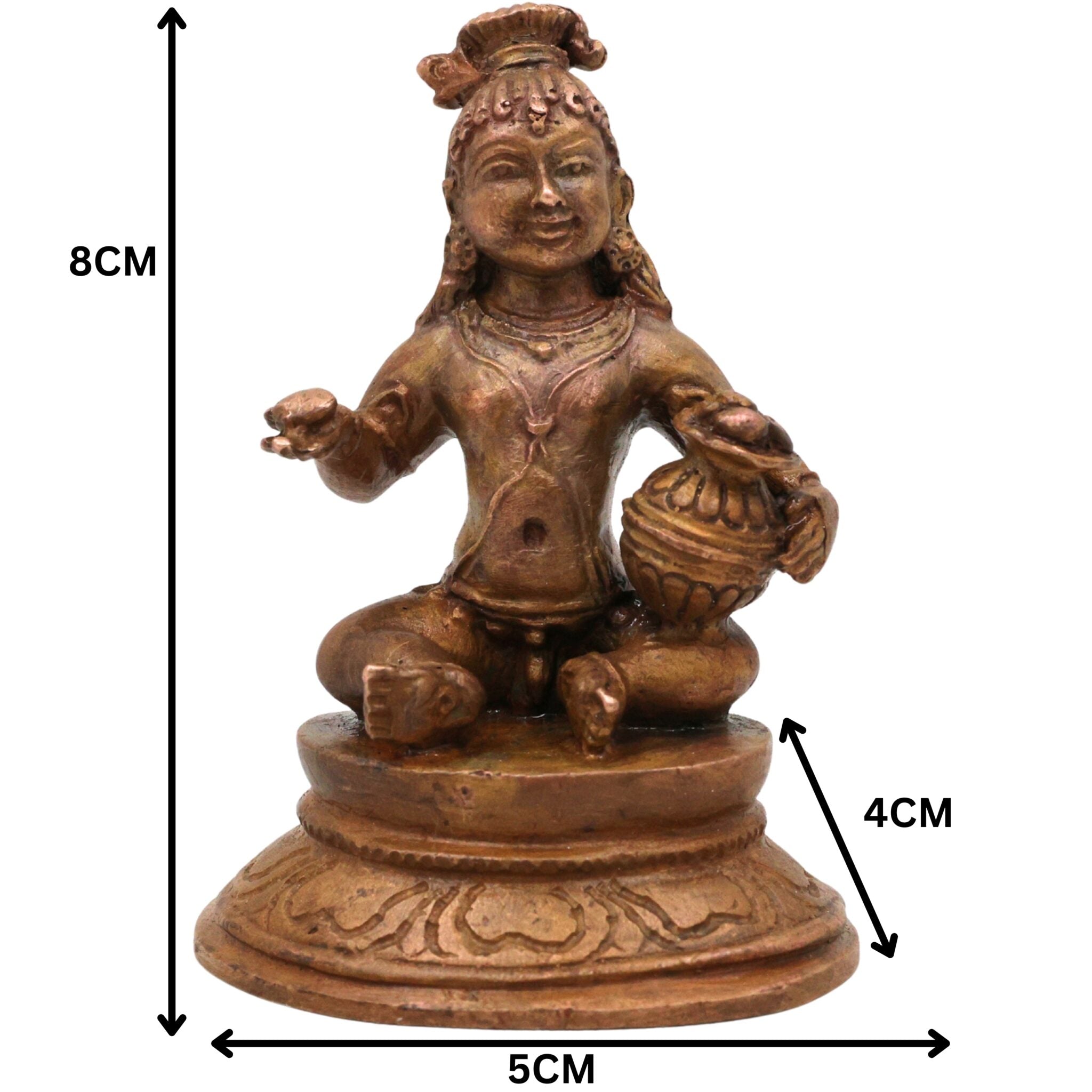 Bronze Handmade Krishna Idol, Panchaloha Murti, Gopal Govinda Kanhaiya Balakrishna Chola Art Statue, Brown, 3 Inch, 1 Piece