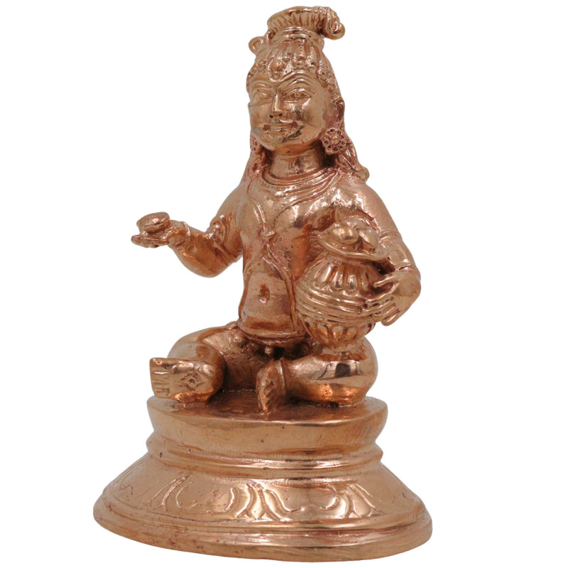 Bronze Handmade Krishna Idol, Panchaloha Gopal Murti, Kanhaiya Govinda Balakrishna Statue, Chola Art Panchdhatu Idol, Gold, 3 Inch, 1 Piece
