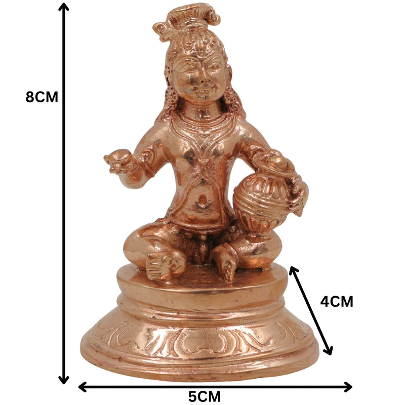 Bronze Handmade Krishna Idol, Panchaloha Gopal Murti, Kanhaiya Govinda Balakrishna Statue, Chola Art Panchdhatu Idol, Gold, 3 Inch, 1 Piece