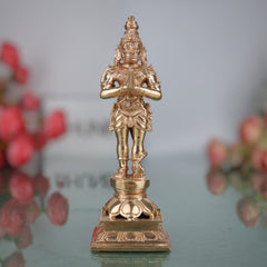 Bronze Hanuman Idol | Anjaneya Statue | Maruti Murti | Bajrangbali Figurine | Panchaloha Handcrafted Murti, Gold, 5.5 Inch, 1 Piece