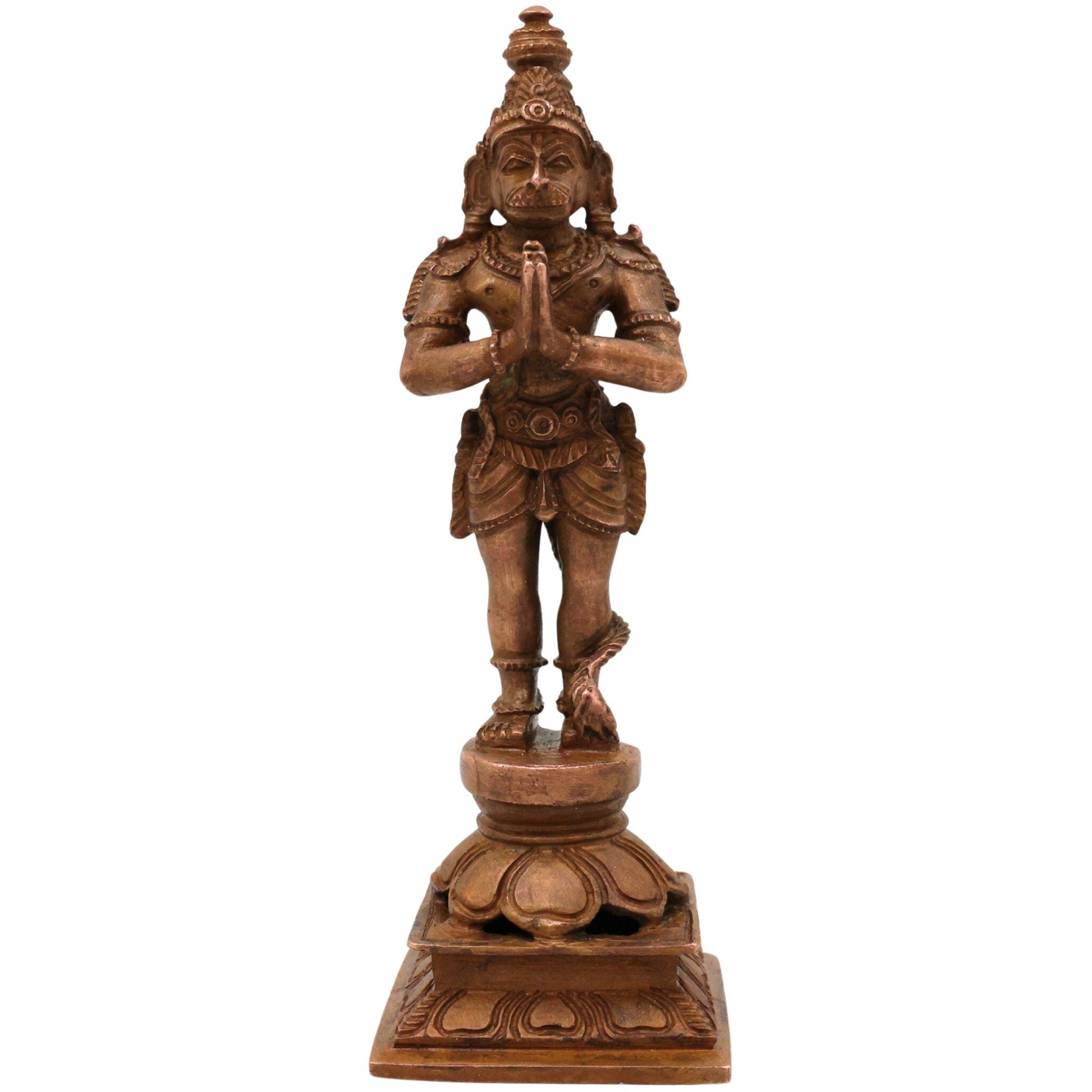 Bronze Handcrafted Hanuman Idol | Maruti Bajrangbali Panchaloha Murti | Anjaneya Pavanputra Temple & Home Decor, Brown, 5.5 Inch, 1 Piece