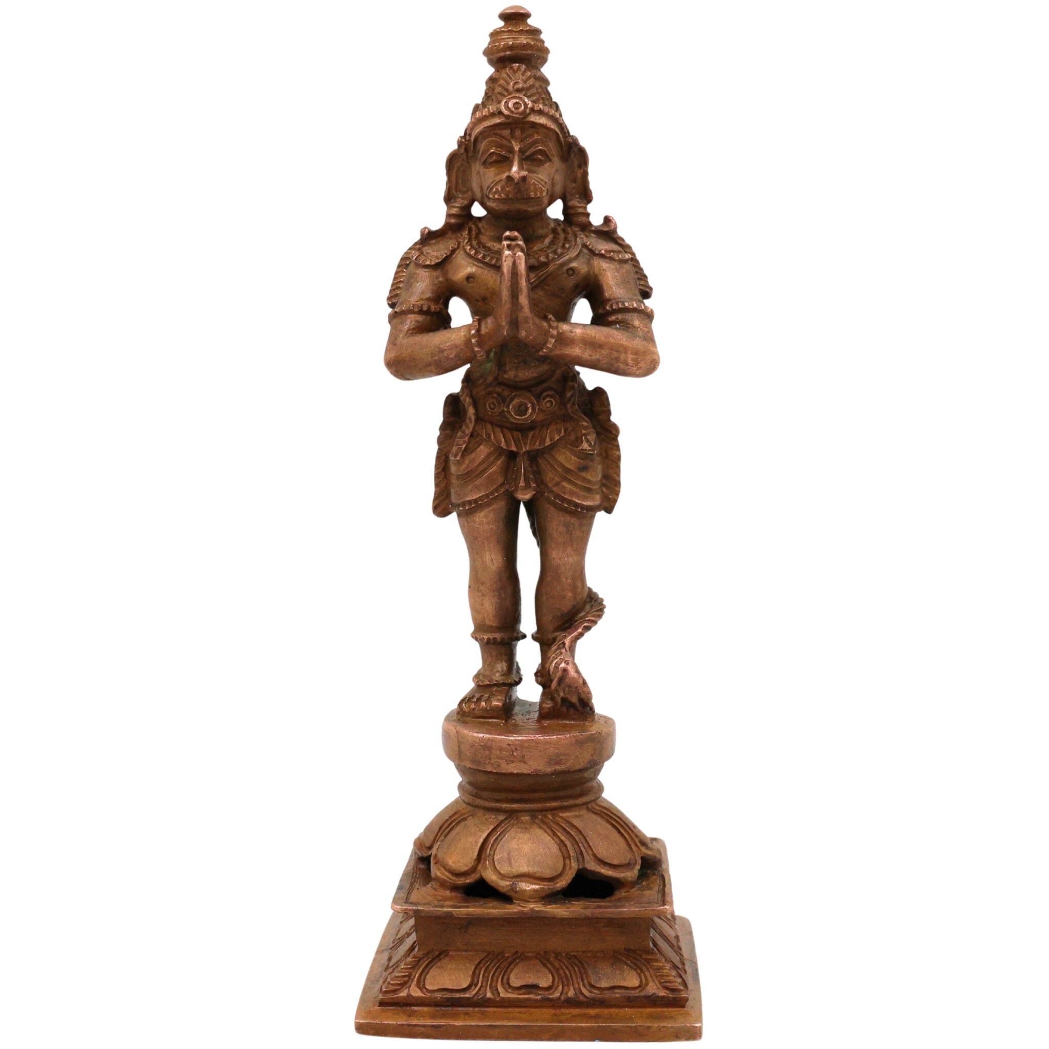 Bronze Handcrafted Hanuman Idol | Maruti Bajrangbali Panchaloha Murti | Anjaneya Pavanputra Temple & Home Decor, Brown, 5.5 Inch, 1 Piece