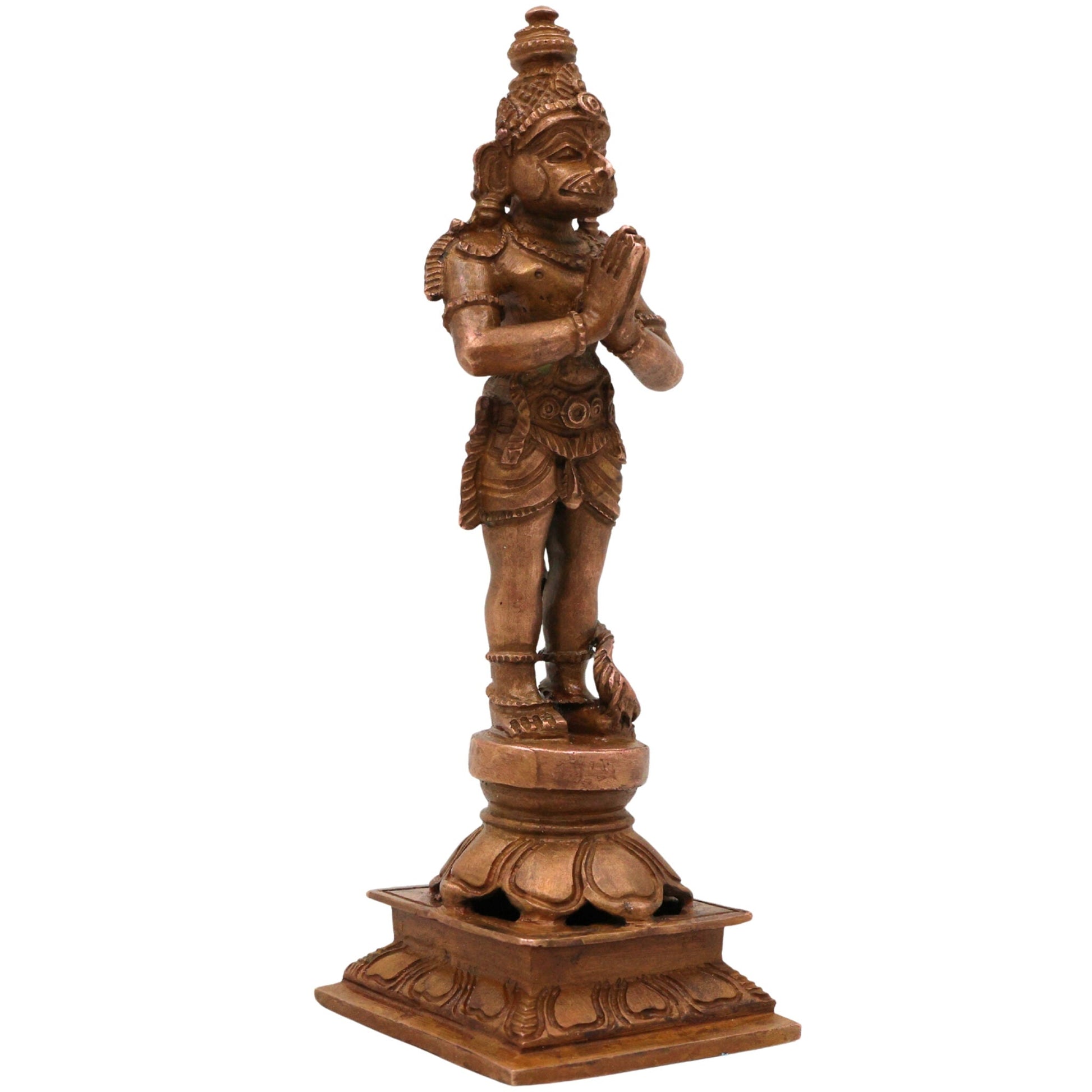 Bronze Handcrafted Hanuman Idol | Maruti Bajrangbali Panchaloha Murti | Anjaneya Pavanputra Temple & Home Decor, Brown, 5.5 Inch, 1 Piece