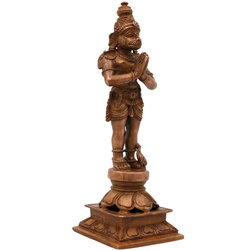 Bronze Handcrafted Hanuman Idol | Maruti Bajrangbali Panchaloha Murti | Anjaneya Pavanputra Temple & Home Decor, Brown, 5.5 Inch, 1 Piece