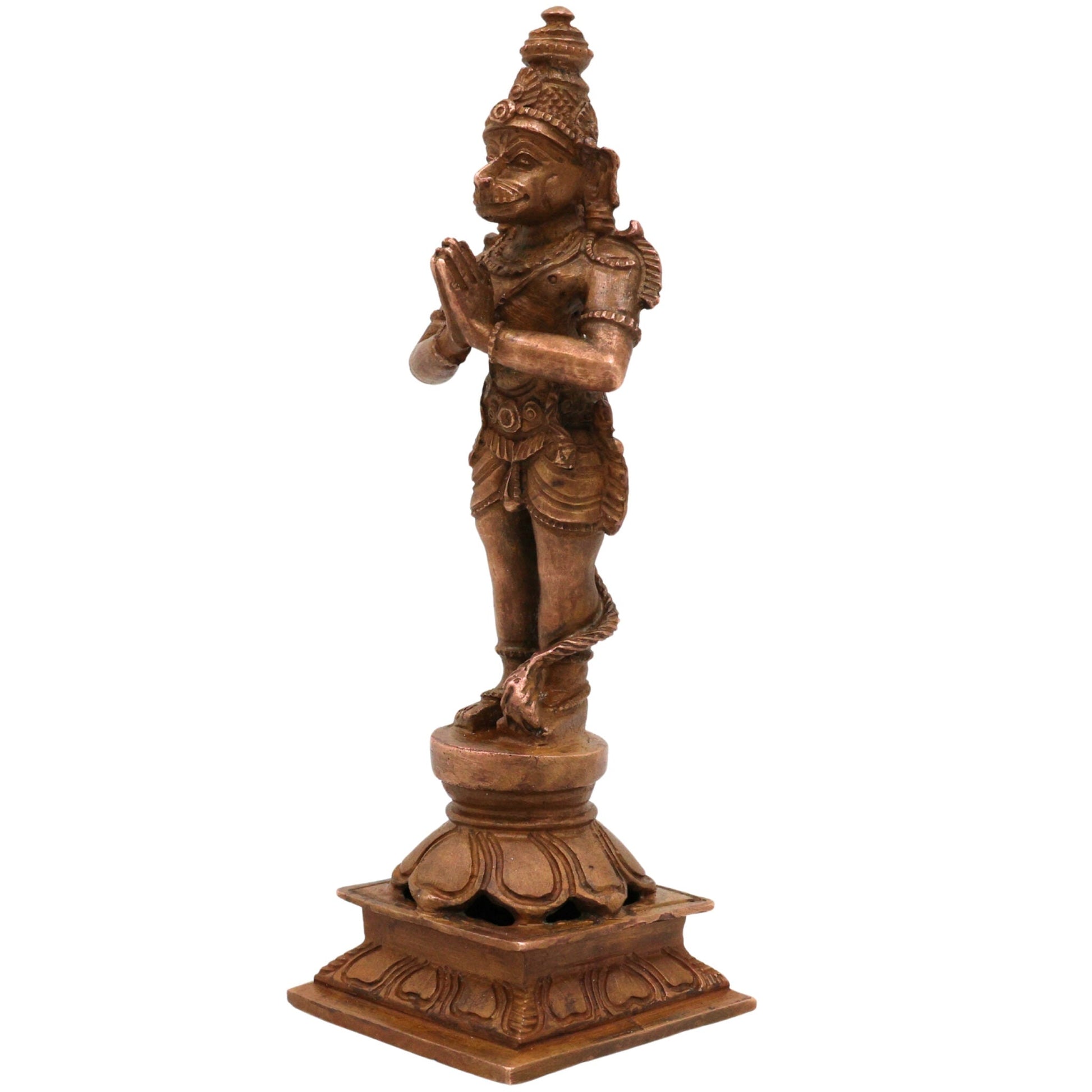 Bronze Handcrafted Hanuman Idol | Maruti Bajrangbali Panchaloha Murti | Anjaneya Pavanputra Temple & Home Decor, Brown, 5.5 Inch, 1 Piece