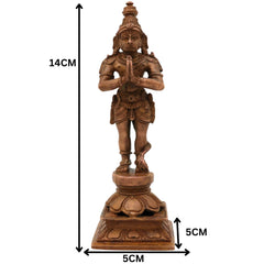 Bronze Handcrafted Hanuman Idol | Maruti Bajrangbali Panchaloha Murti | Anjaneya Pavanputra Temple & Home Decor, Brown, 5.5 Inch, 1 Piece