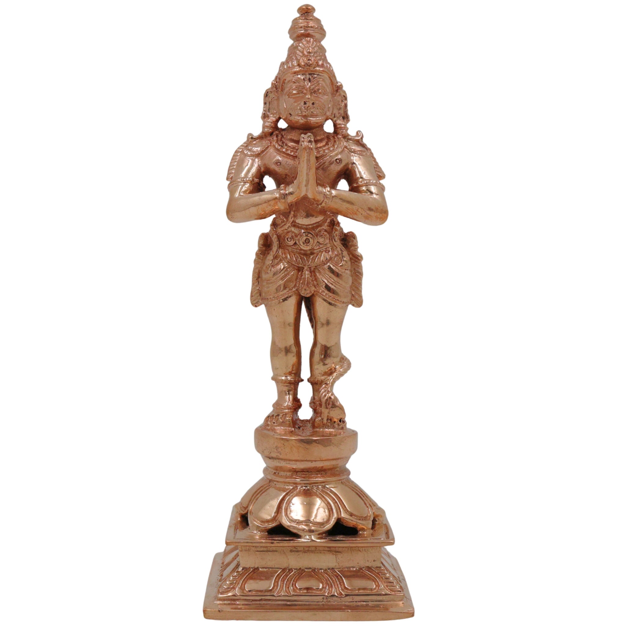 Bronze Hanuman Idol | Anjaneya Statue | Maruti Murti | Bajrangbali Figurine | Panchaloha Handcrafted Murti, Gold, 5.5 Inch, 1 Piece
