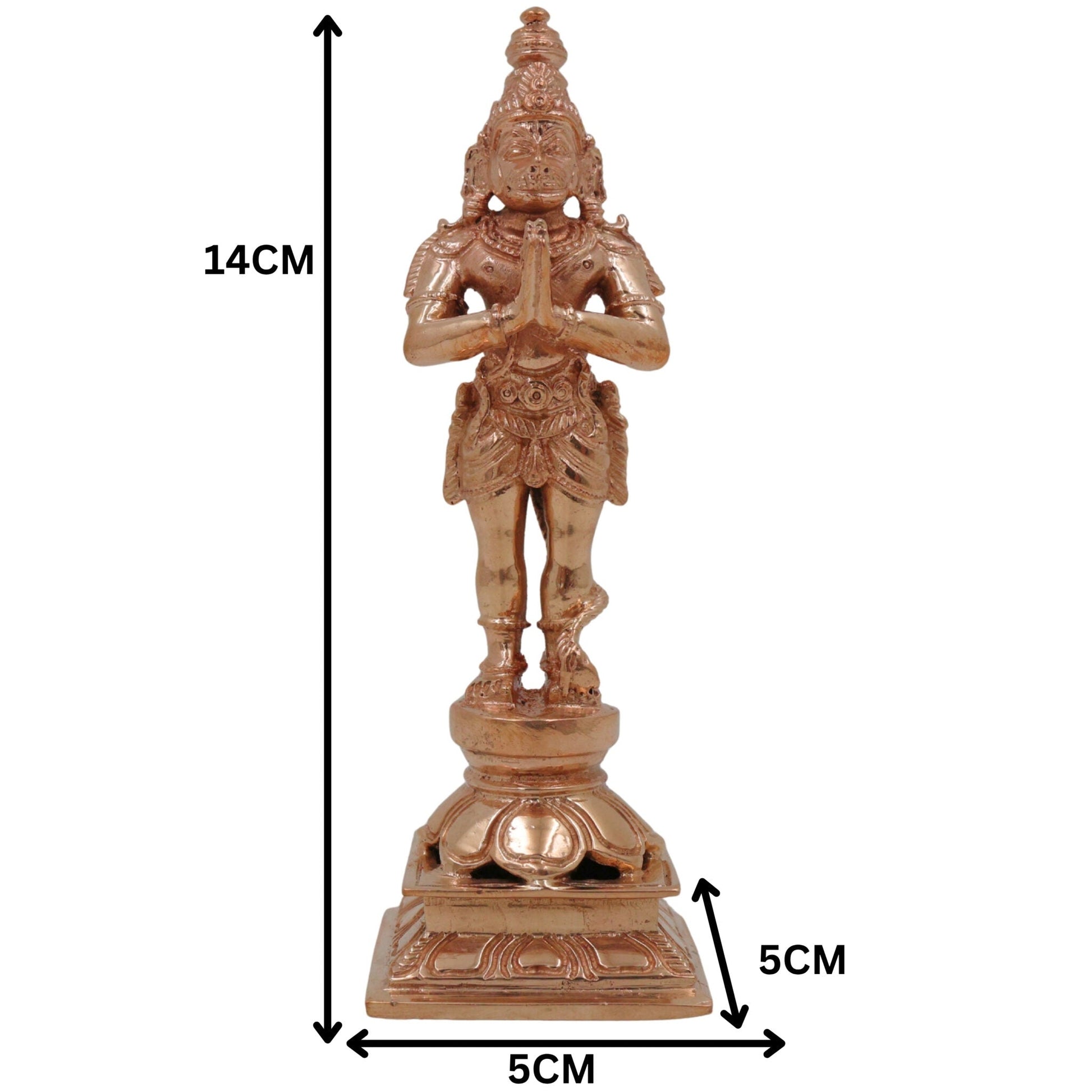 Bronze Hanuman Idol | Anjaneya Statue | Maruti Murti | Bajrangbali Figurine | Panchaloha Handcrafted Murti, Gold, 5.5 Inch, 1 Piece