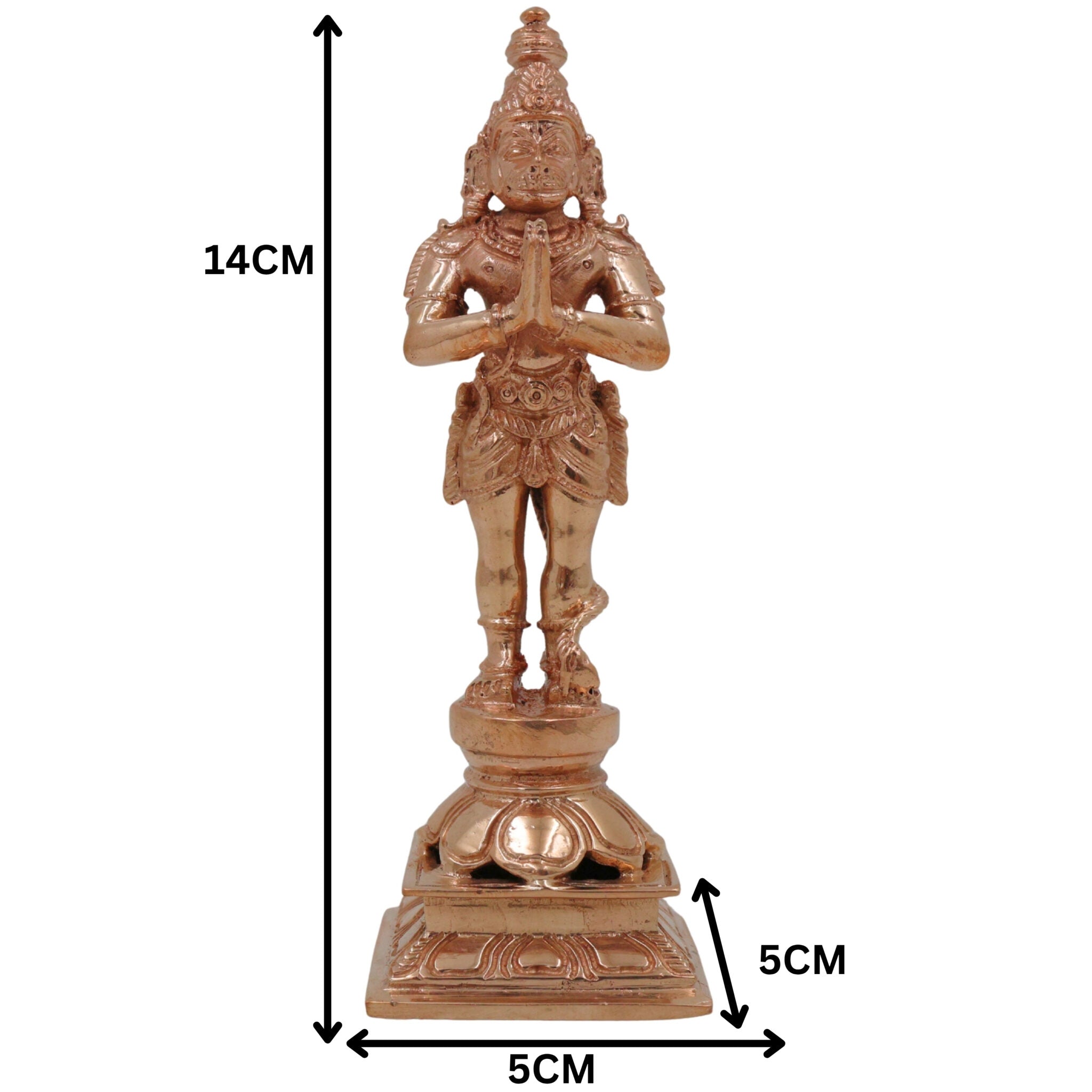 Bronze Hanuman Idol | Anjaneya Statue | Maruti Murti | Bajrangbali Figurine | Panchaloha Handcrafted Murti, Gold, 5.5 Inch, 1 Piece
