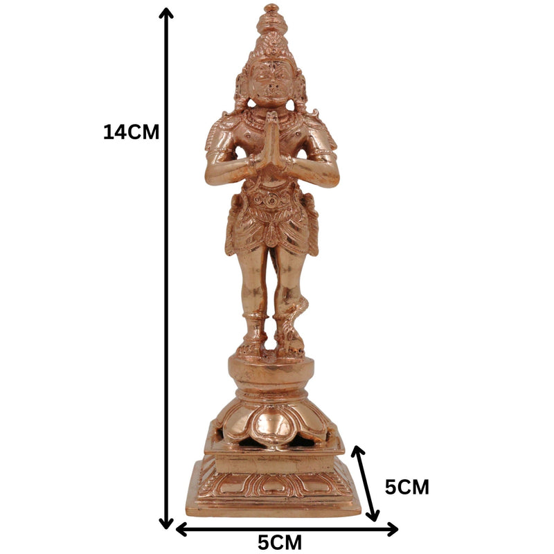 Bronze Hanuman Idol | Anjaneya Statue | Maruti Murti | Bajrangbali Figurine | Panchaloha Handcrafted Murti, Gold, 5.5 Inch, 1 Piece