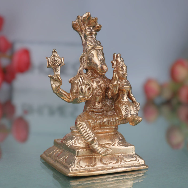Bronze Varaha Lakshmi Idol, Panchaloha Varahi Amman Statue, Bhudevi Deity, Handcrafted Chola Art, Ashtadhatu Temple Collectible, Gold, 3 Inch, 1 Piece