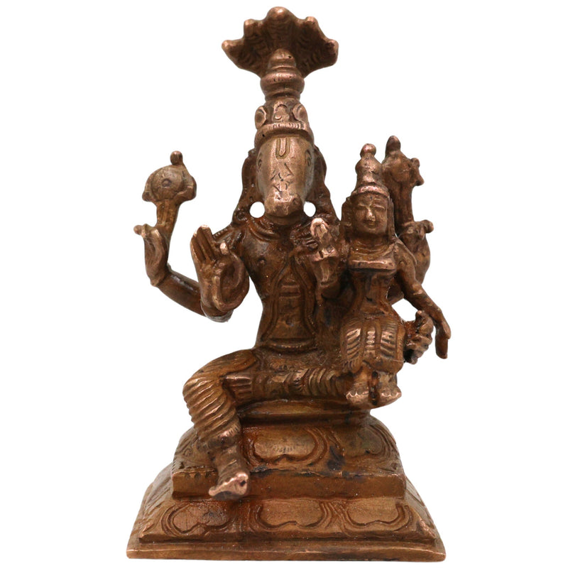 Bronze Handcrafted Varaha Lakshmi Idol, Panchaloha Varahi Amman / Bhudevi / Lakshmi Varaha Statue for Temple & Home Decor, Brown, 3 Inch, 1 Piece