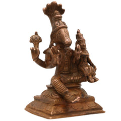 Bronze Handcrafted Varaha Lakshmi Idol, Panchaloha Varahi Amman / Bhudevi / Lakshmi Varaha Statue for Temple & Home Decor, Brown, 3 Inch, 1 Piece