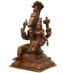 Bronze Handcrafted Varaha Lakshmi Idol, Panchaloha Varahi Amman / Bhudevi / Lakshmi Varaha Statue for Temple & Home Decor, Brown, 3 Inch, 1 Piece