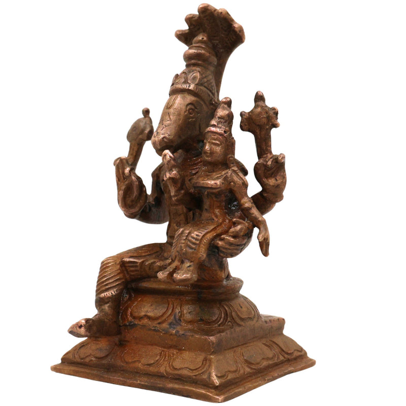 Bronze Handcrafted Varaha Lakshmi Idol, Panchaloha Varahi Amman / Bhudevi / Lakshmi Varaha Statue for Temple & Home Decor, Brown, 3 Inch, 1 Piece