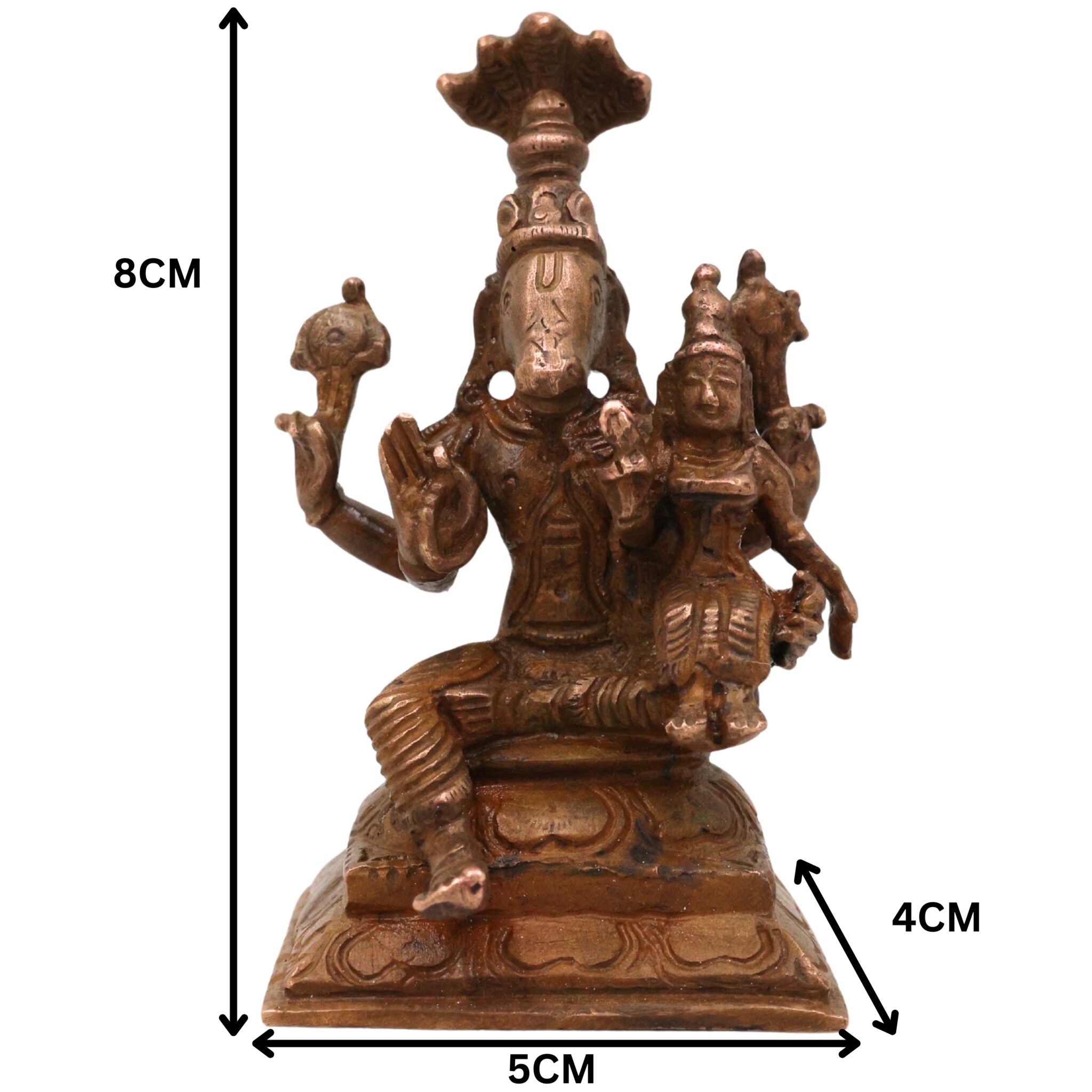Bronze Handcrafted Varaha Lakshmi Idol, Panchaloha Varahi Amman / Bhudevi / Lakshmi Varaha Statue for Temple & Home Decor, Brown, 3 Inch, 1 Piece