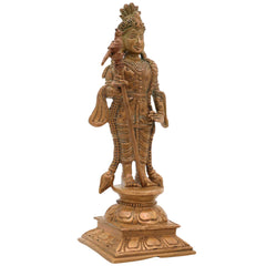 Bronze Palani Murugan Idol | Lord Murugan Statue | Panchaloha Subramanya Murti | Lord Kartikeya Chola Art Idol | South Indian Temple Murugan, Brown, 6 Inch, 1 Piece