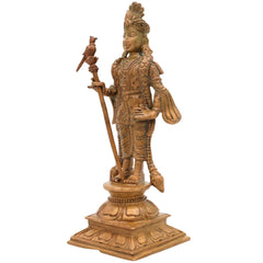 Bronze Palani Murugan Idol | Lord Murugan Statue | Panchaloha Subramanya Murti | Lord Kartikeya Chola Art Idol | South Indian Temple Murugan, Brown, 6 Inch, 1 Piece