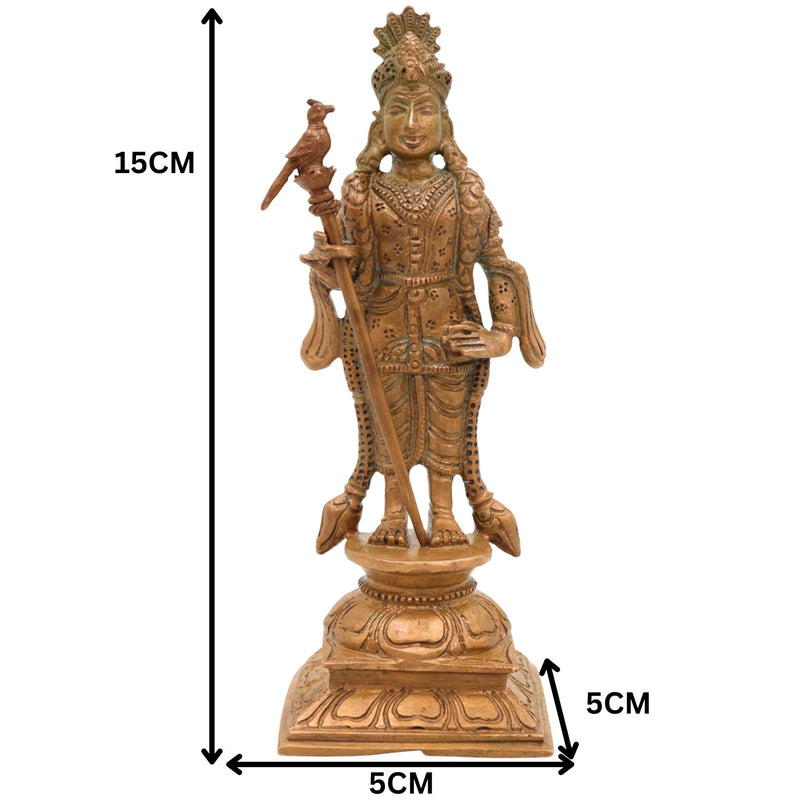Bronze Palani Murugan Idol | Lord Murugan Statue | Panchaloha Subramanya Murti | Lord Kartikeya Chola Art Idol | South Indian Temple Murugan, Brown, 6 Inch, 1 Piece