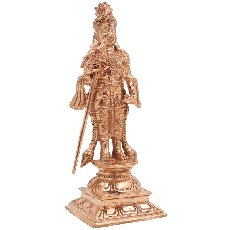 Bronze Palani Murugan Idol | Handcrafted Panchaloha Lord Murugan Statue | Lord Subramanya / Lord Kartikeya, Gold, 6 Inch, 1 Piece
