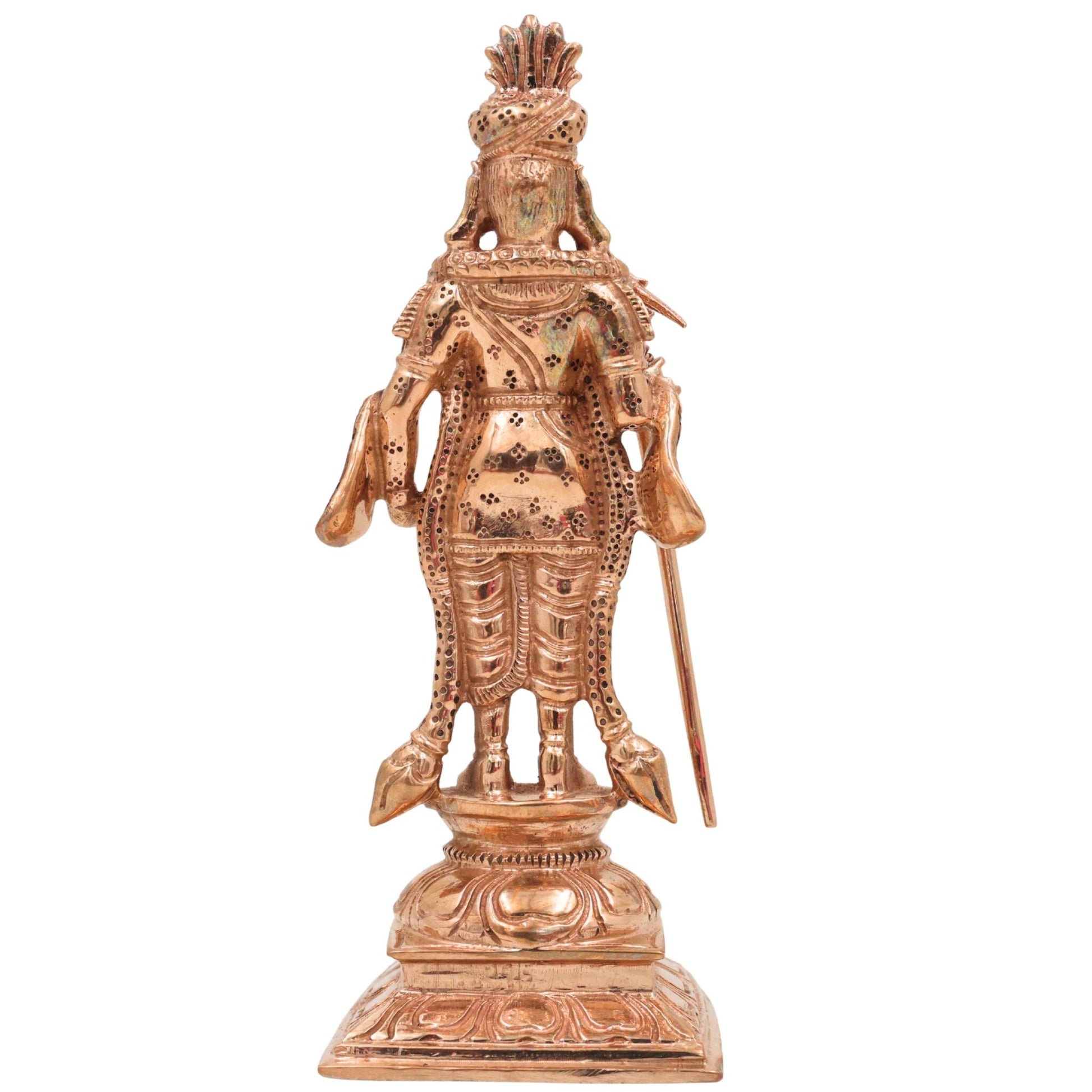 Bronze Palani Murugan Idol | Handcrafted Panchaloha Lord Murugan Statue | Lord Subramanya / Lord Kartikeya, Gold, 6 Inch, 1 Piece