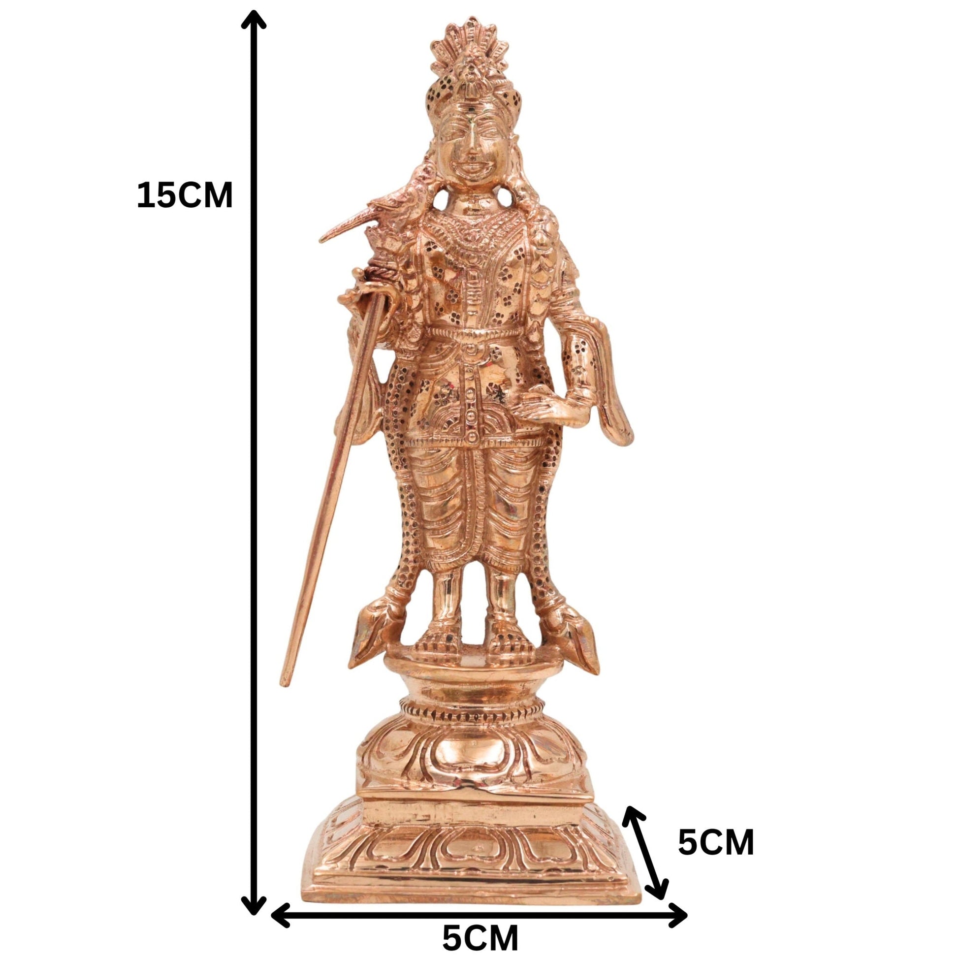 Bronze Palani Murugan Idol | Handcrafted Panchaloha Lord Murugan Statue | Lord Subramanya / Lord Kartikeya, Gold, 6 Inch, 1 Piece