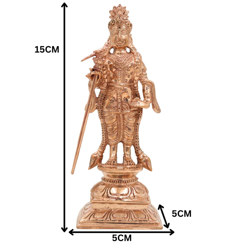 Bronze Palani Murugan Idol | Handcrafted Panchaloha Lord Murugan Statue | Lord Subramanya / Lord Kartikeya, Gold, 6 Inch, 1 Piece