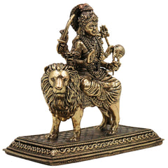 Brass Durga Idol | Handcrafted Goddess Durga Sculpture for Puja & Home Décor, Gold, 4.5 Inch, 1 Piece