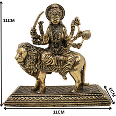 Brass Durga Idol | Handcrafted Goddess Durga Sculpture for Puja & Home Décor, Gold, 4.5 Inch, 1 Piece