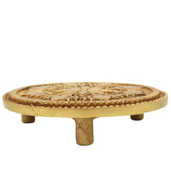 Brass Chowki, Handmade Pooja Chowki, Spiritual Bajot Home & Temple Decor, Gold, 3 Inch, 1 Piece