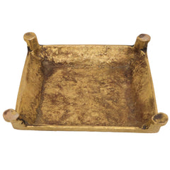 Brass Chowki Idol for Puja, Handcrafted Mandir Chowki, Laxmi Ganesh Durga Vishnu Pooja Pedestal, Gold, 5 Inch, 1 Piece