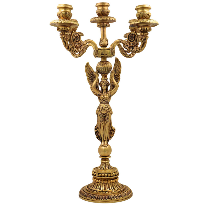 Brass Candle Holder Stand | Antique Deepam Stand & Decorative Lamp for Temple, Home & Festive Decor, Gold, 19.5 Inch, 1 Piece