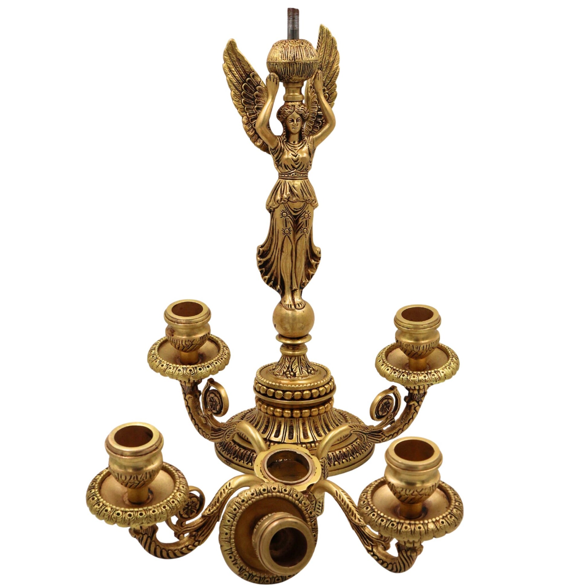 Brass Candle Holder Stand | Antique Deepam Stand & Decorative Lamp for Temple, Home & Festive Decor, Gold, 19.5 Inch, 1 Piece
