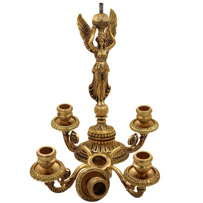 Brass Candle Holder Stand | Antique Deepam Stand & Decorative Lamp for Temple, Home & Festive Decor, Gold, 19.5 Inch, 1 Piece
