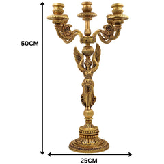 Brass Candle Holder Stand | Antique Deepam Stand & Decorative Lamp for Temple, Home & Festive Decor, Gold, 19.5 Inch, 1 Piece