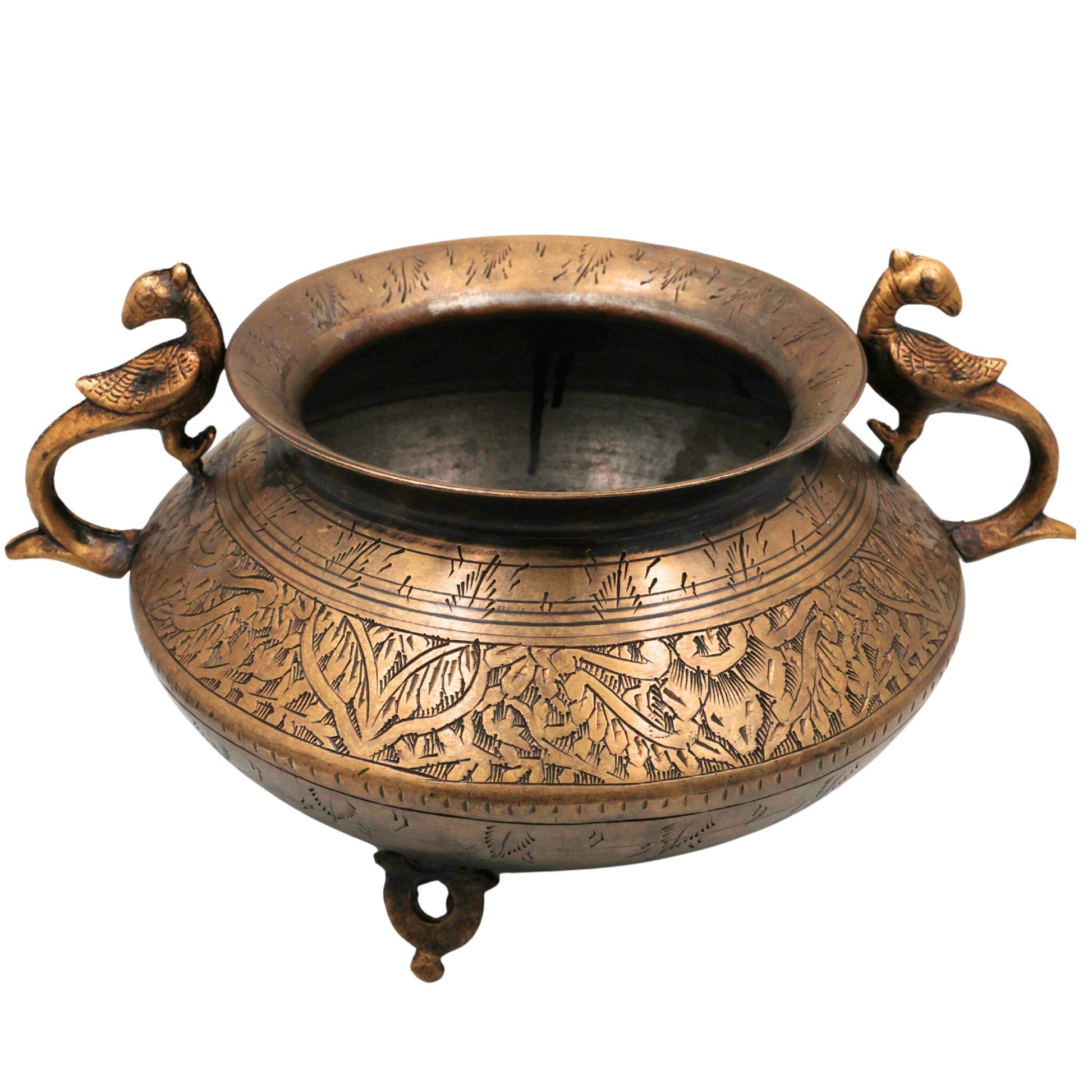 Brass Pot | Handcrafted Brass Planter, Temple & Home Decor, Gold, 6 Inch, 1 Piece