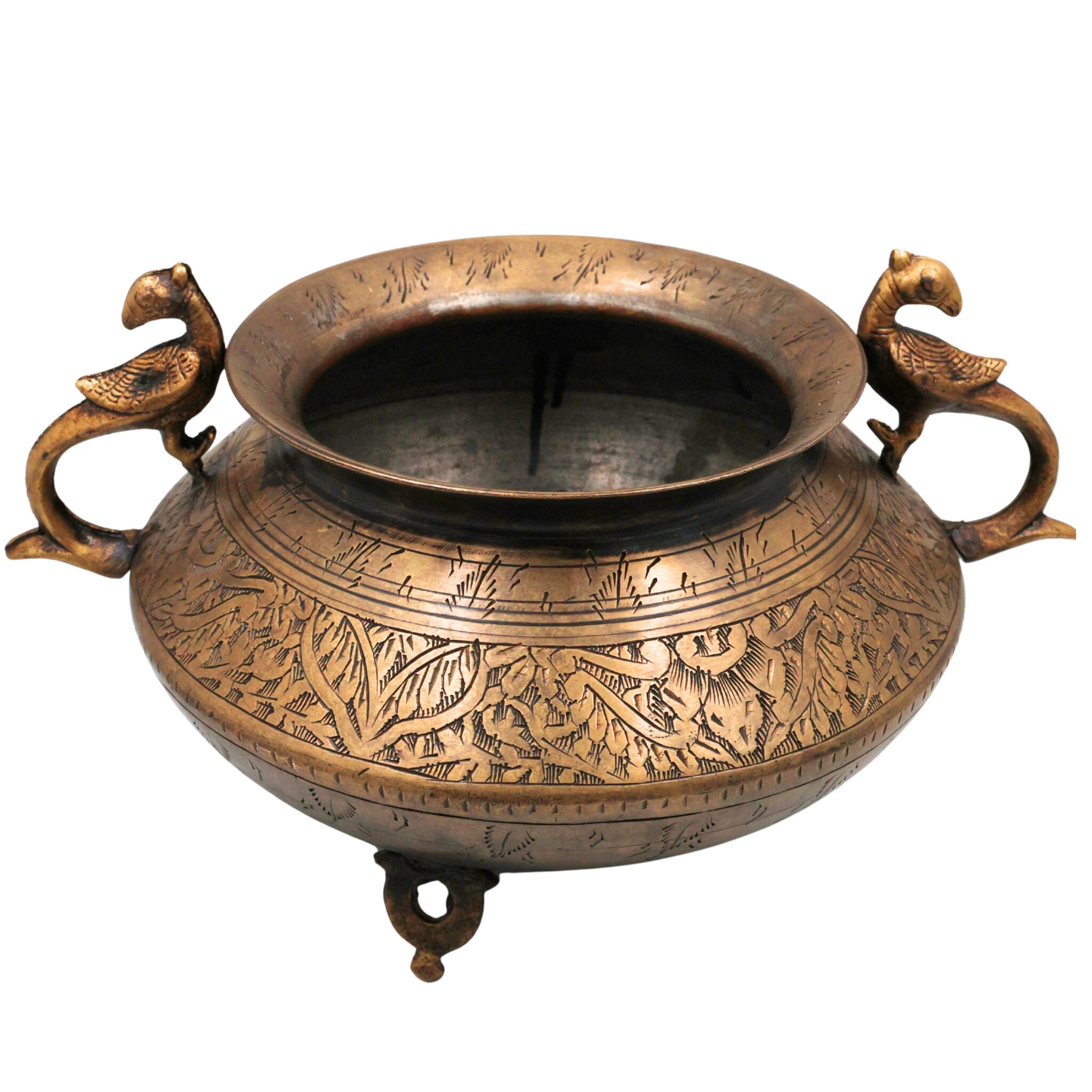 Brass Pot | Handcrafted Brass Planter, Temple & Home Decor, Gold, 6 Inch, 1 Piece