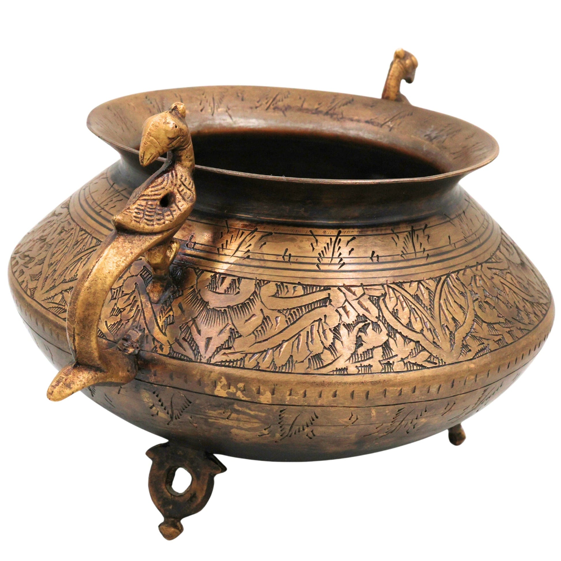 Brass Pot | Handcrafted Brass Planter, Temple & Home Decor, Gold, 6 Inch, 1 Piece