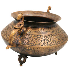Brass Pot | Handcrafted Brass Planter, Temple & Home Decor, Gold, 6 Inch, 1 Piece