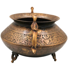 Brass Pot | Handcrafted Brass Planter, Temple & Home Decor, Gold, 6 Inch, 1 Piece