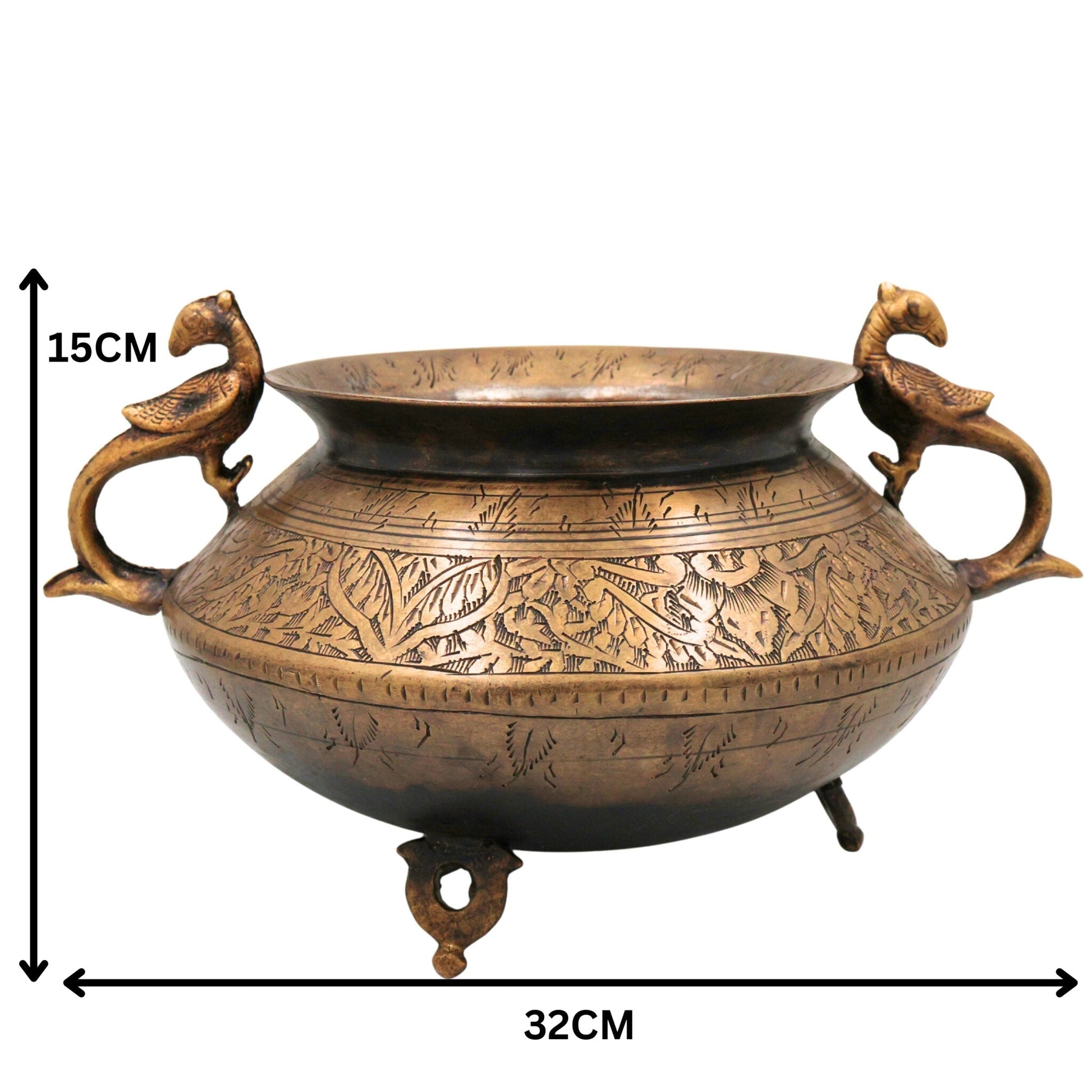 Brass Pot | Handcrafted Brass Planter, Temple & Home Decor, Gold, 6 Inch, 1 Piece
