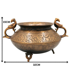 Brass Pot | Handcrafted Brass Planter, Temple & Home Decor, Gold, 6 Inch, 1 Piece