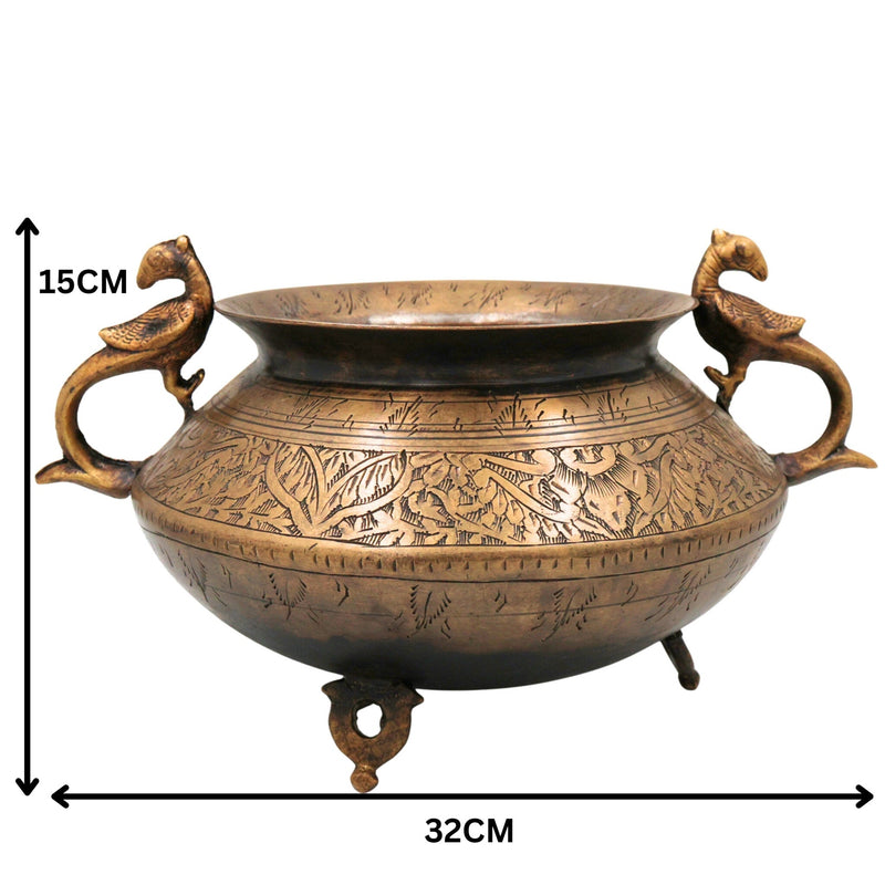 Brass Pot | Handcrafted Brass Planter, Temple & Home Decor, Gold, 6 Inch, 1 Piece
