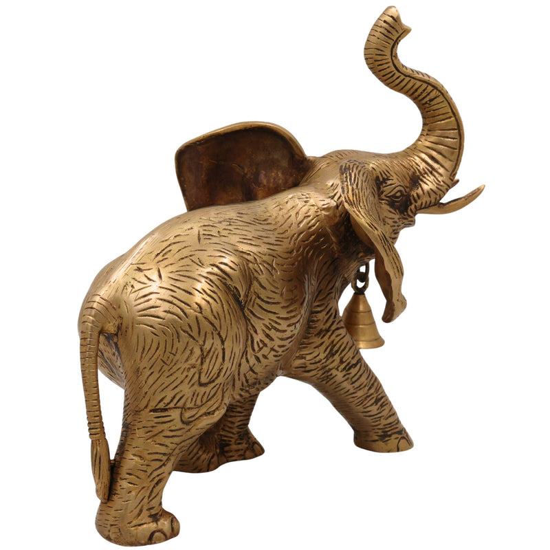 Brass Elephant Idol | Handmade Aane,Hathi Spiritual Sculpture | Home & Temple Decor, Gold, 11 Inch, 1 Piece