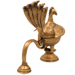 Brass Peacock Dhoopdani, Handcrafted Incense burner, Loban burner home Purifying, Gold, 6.5 Inch, 1 Piece